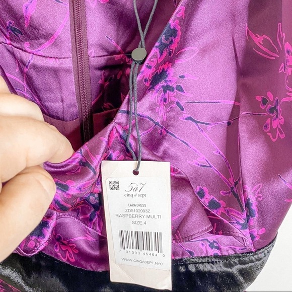 Cinq a Sept Lara print purple silk dress NWT 4 - Picture 12 of 15